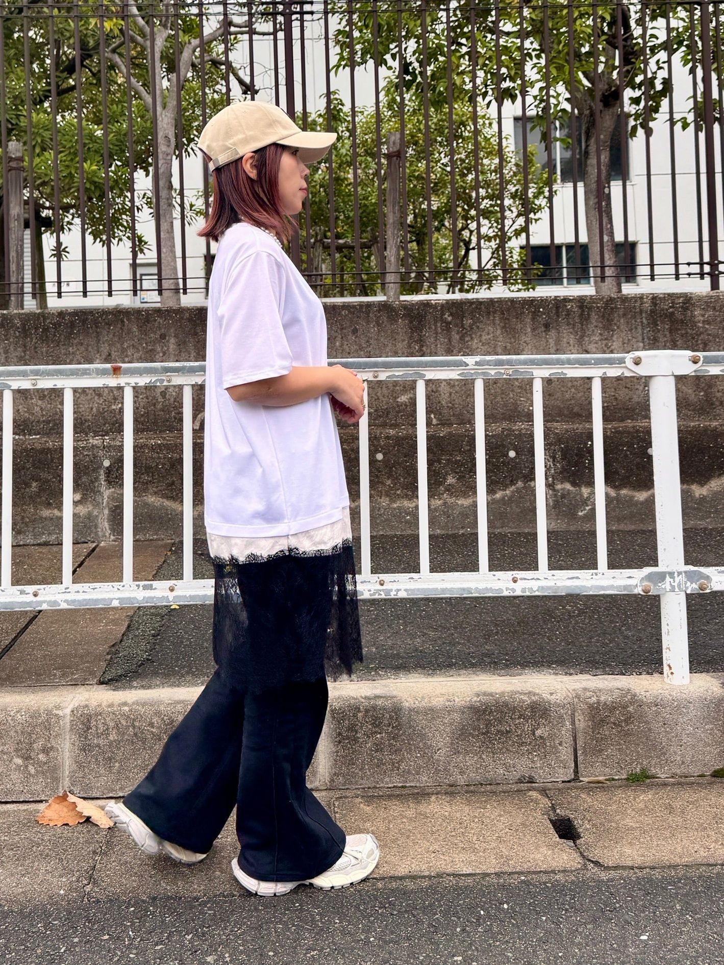 レースレイヤードtee ホワイト