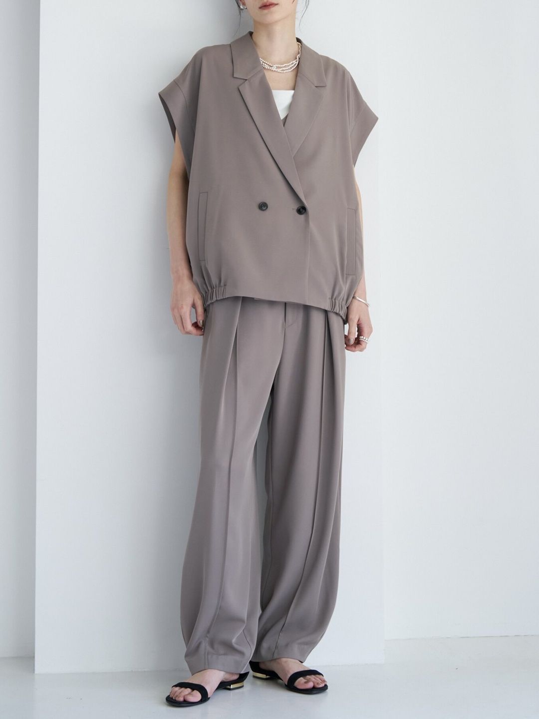 [3263-625MK] ドレープコクーンPT モカ