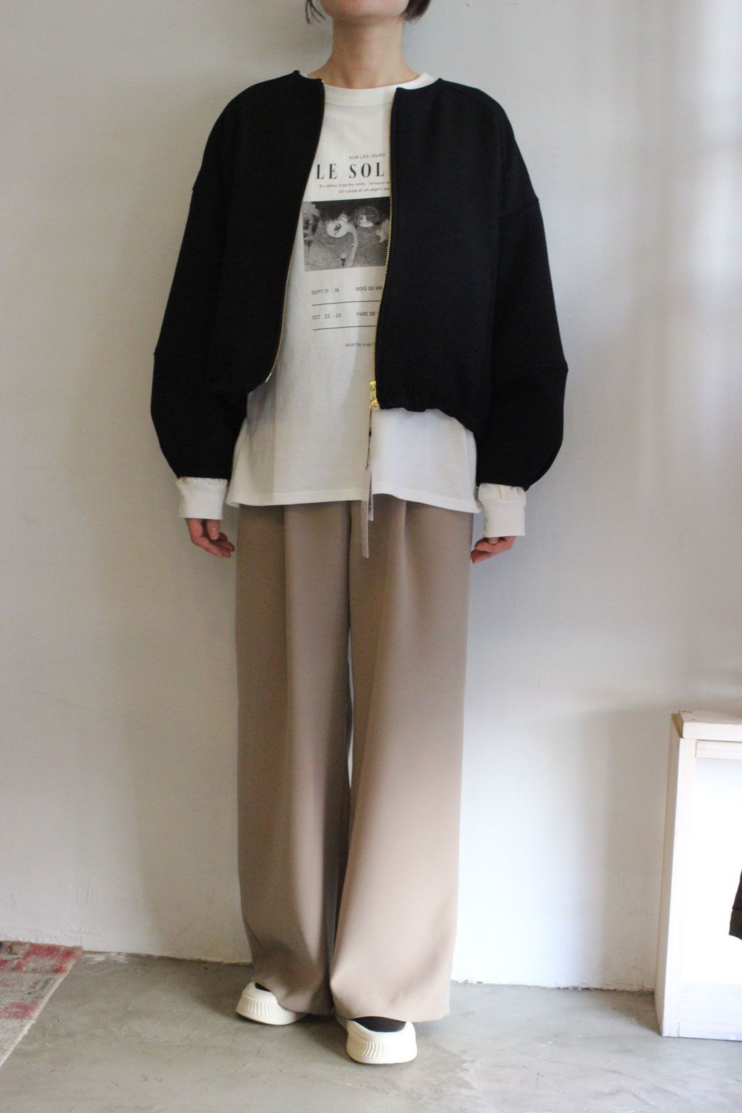 ウールリッチラウンドネックZIPブルゾン グレージュ