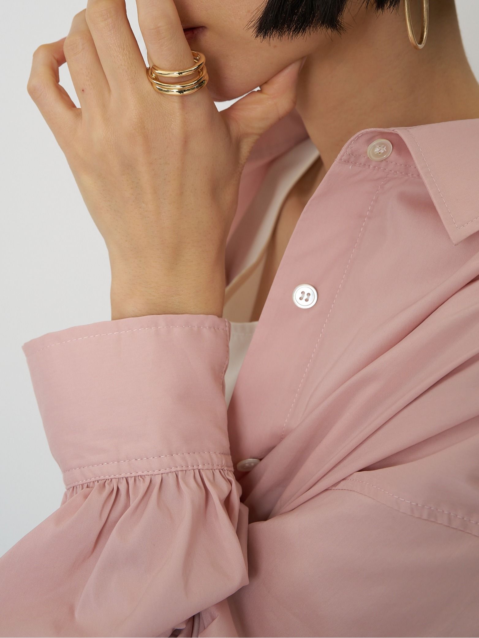 [1261-017KK] タックボリュームスリーブSH ピンク