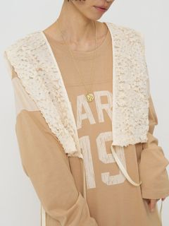 [1961-049BZ] フリルエンブロミニベスト アイボリー