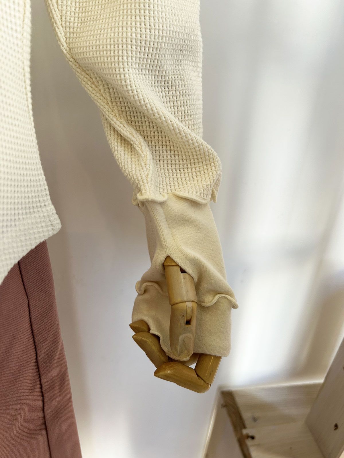 TORAワッフルヘンリーネックトップス アイボリー