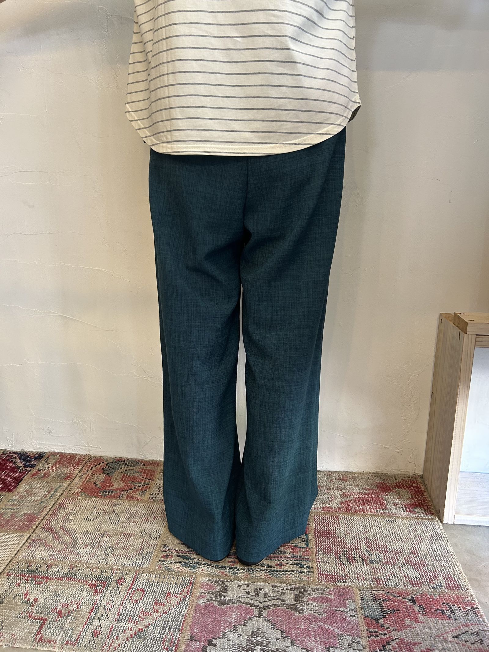 Reflaxキャンバスセミワイドパンツ ダークグリーン