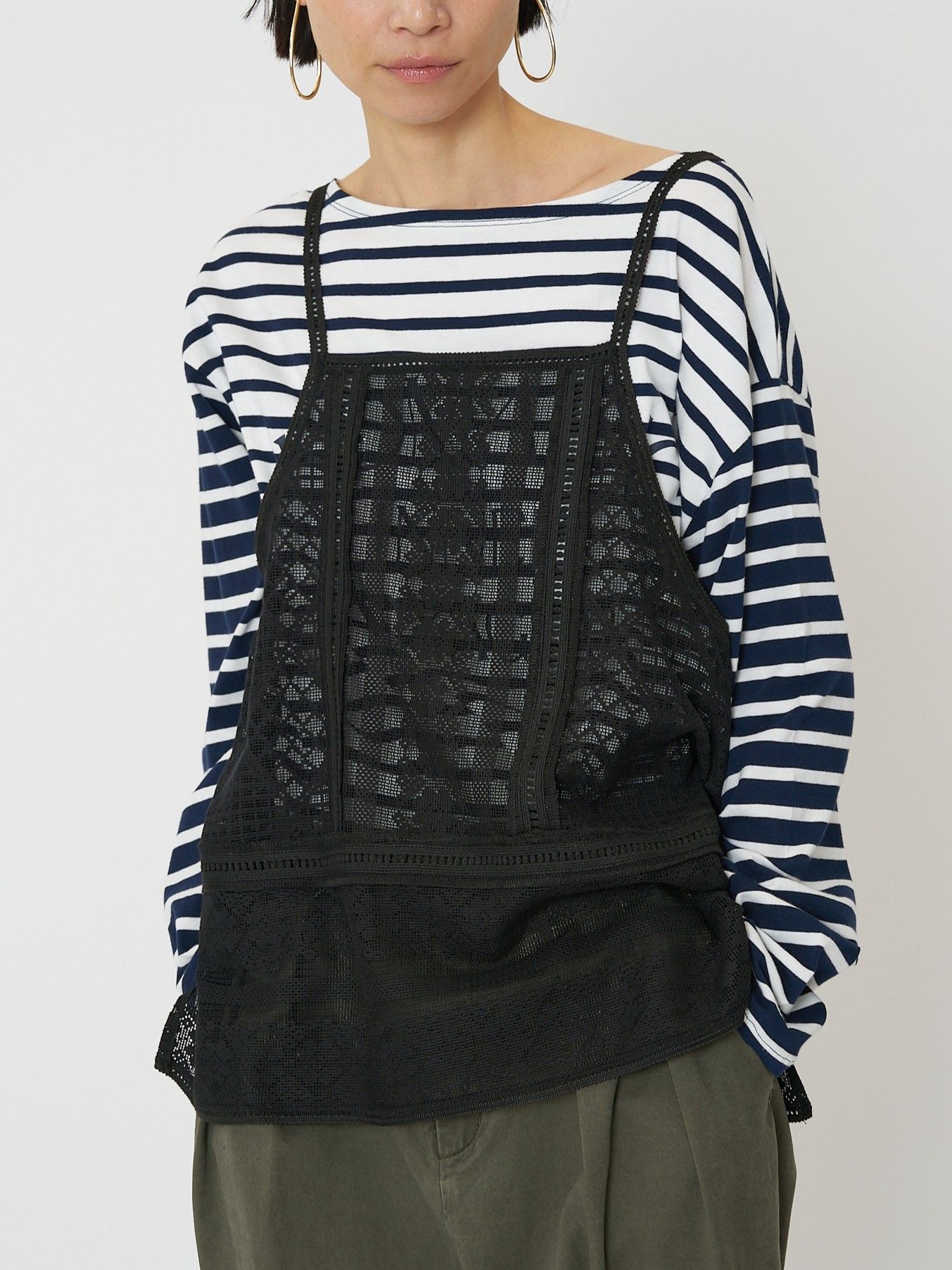 [1861-050BZ] パッチワークレースキャミソール ブラック