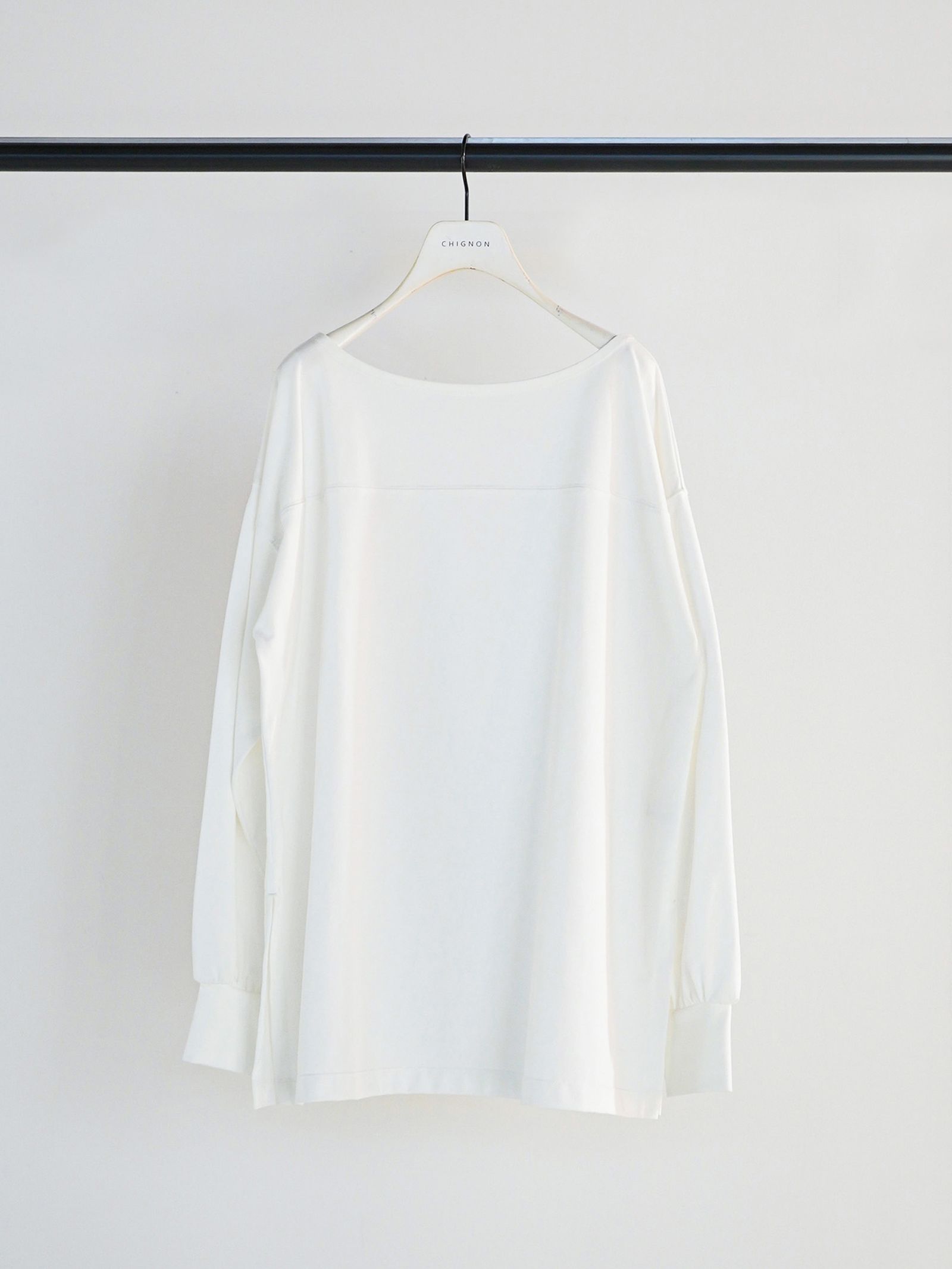 [8261-015KK] 度詰天竺ボートネックロンT オフホワイト