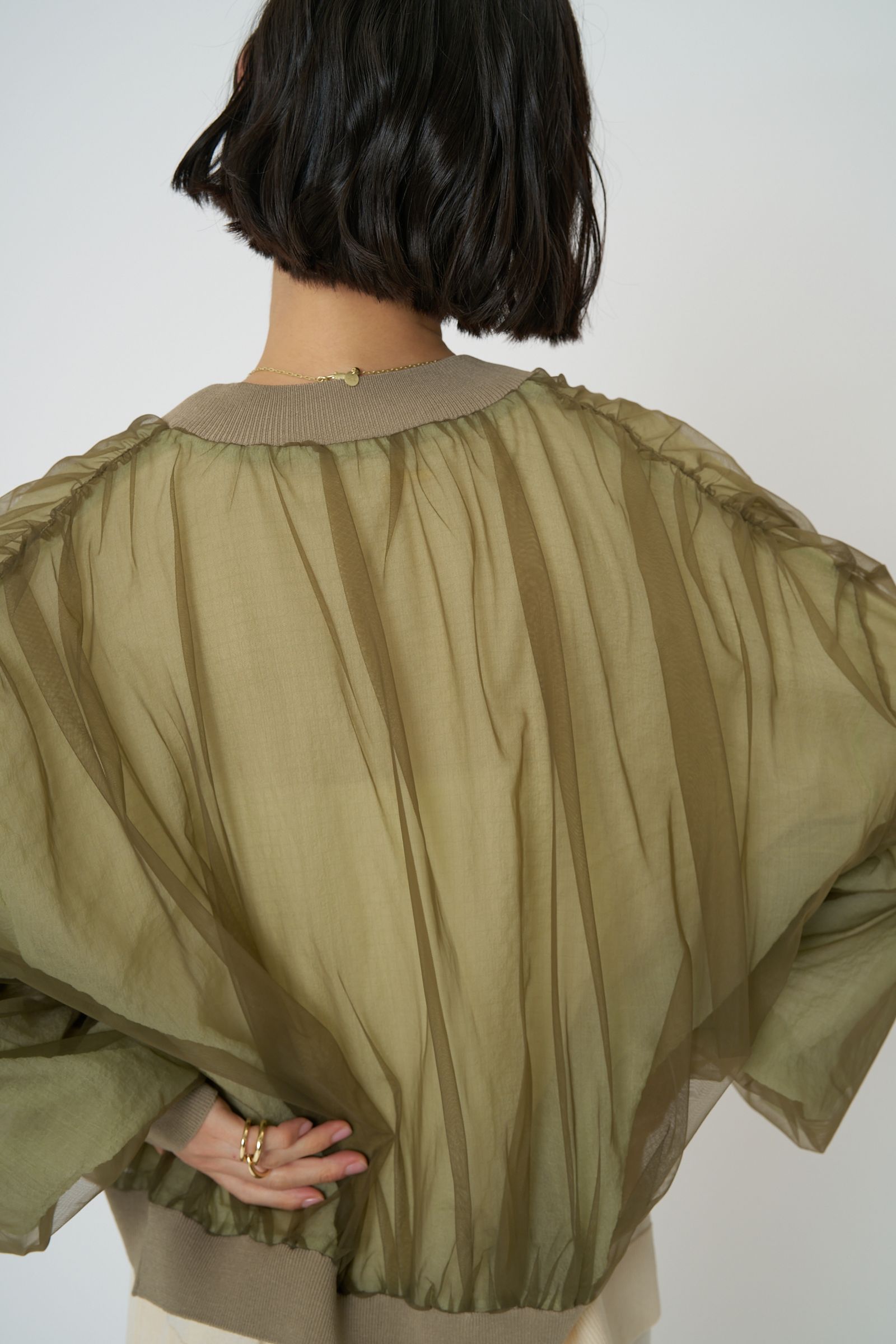 [9861-093GS] チュールボリュームブルゾン ブラック