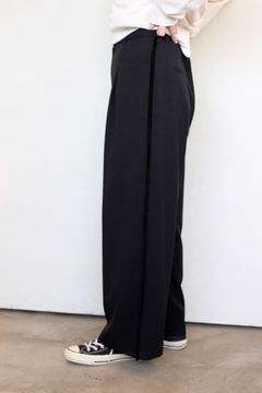 フランネルフリンジワイドパンツ ブラック