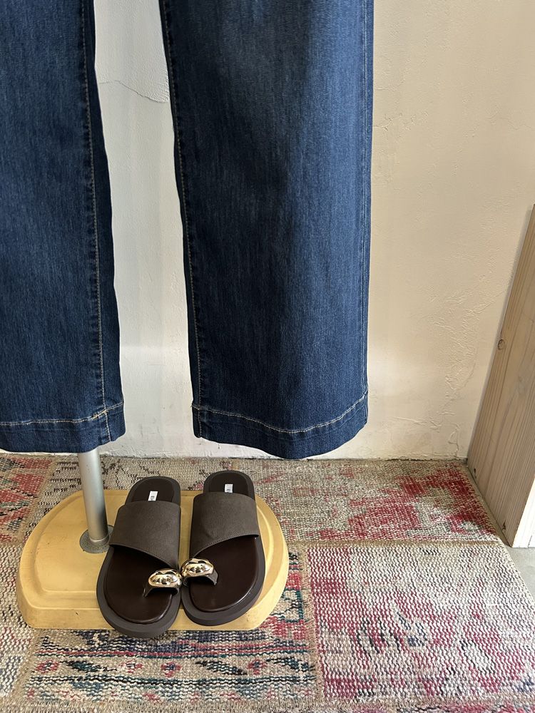 接触冷感ワイドデニムパンツ ブルー
