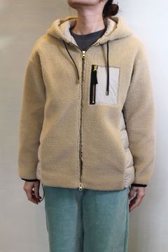 ボア×ヴィクトリアダウンフードブルゾン ベージュ