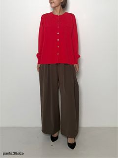 [9456-482JR] ビスチェ付きカーディガンニット レッド