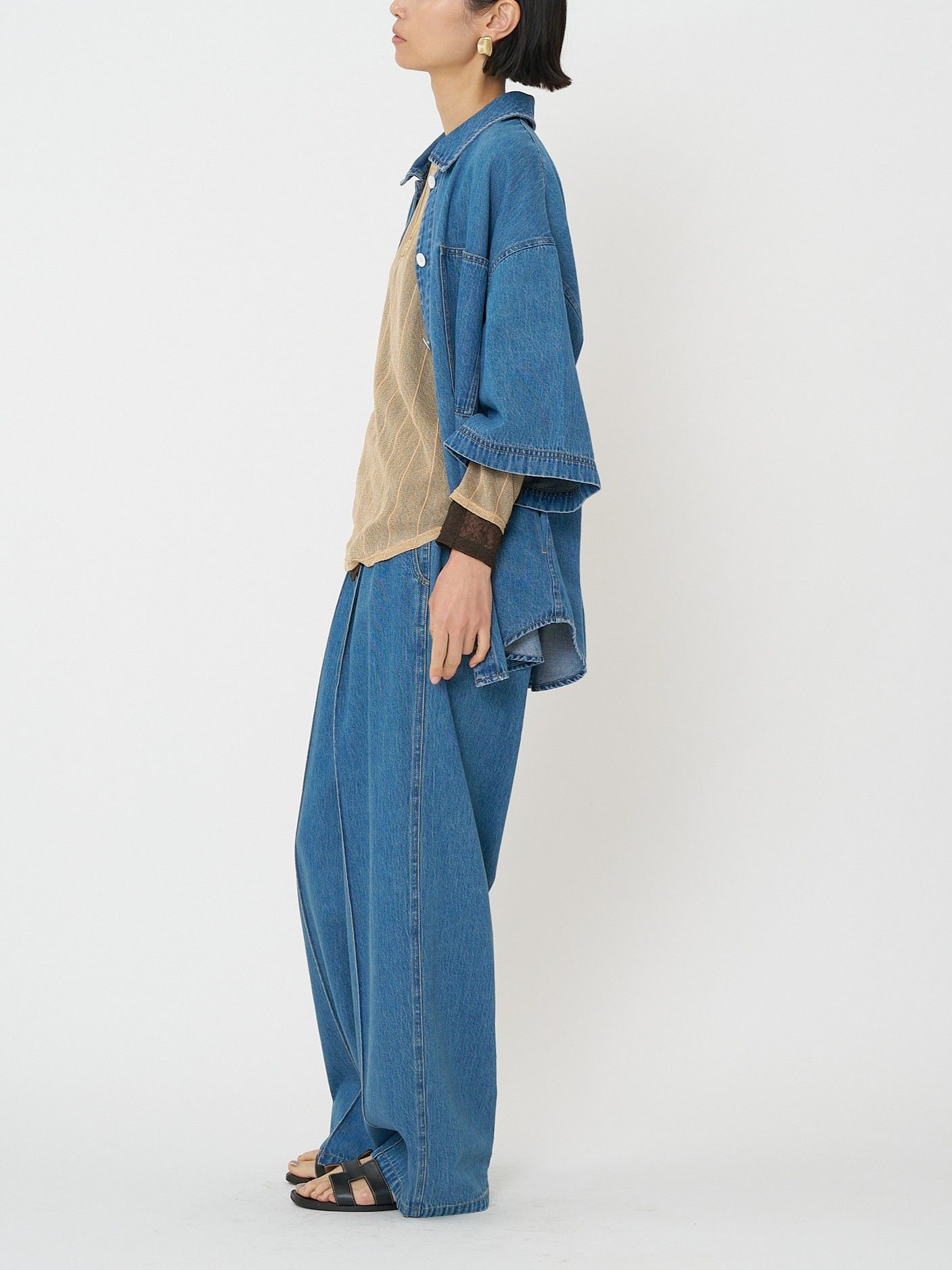 [3861-042BT] センターステッチデニムPT ブルー