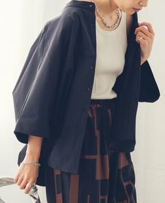 接触冷感ドルマンシャツ ブラック