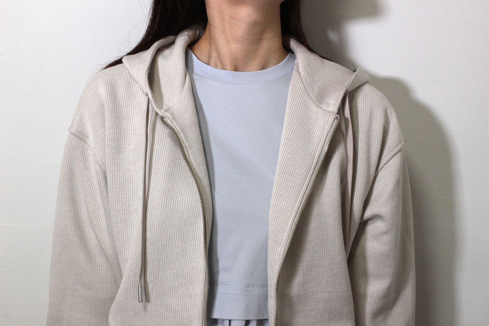 リブダブルジップパーカー キナリ