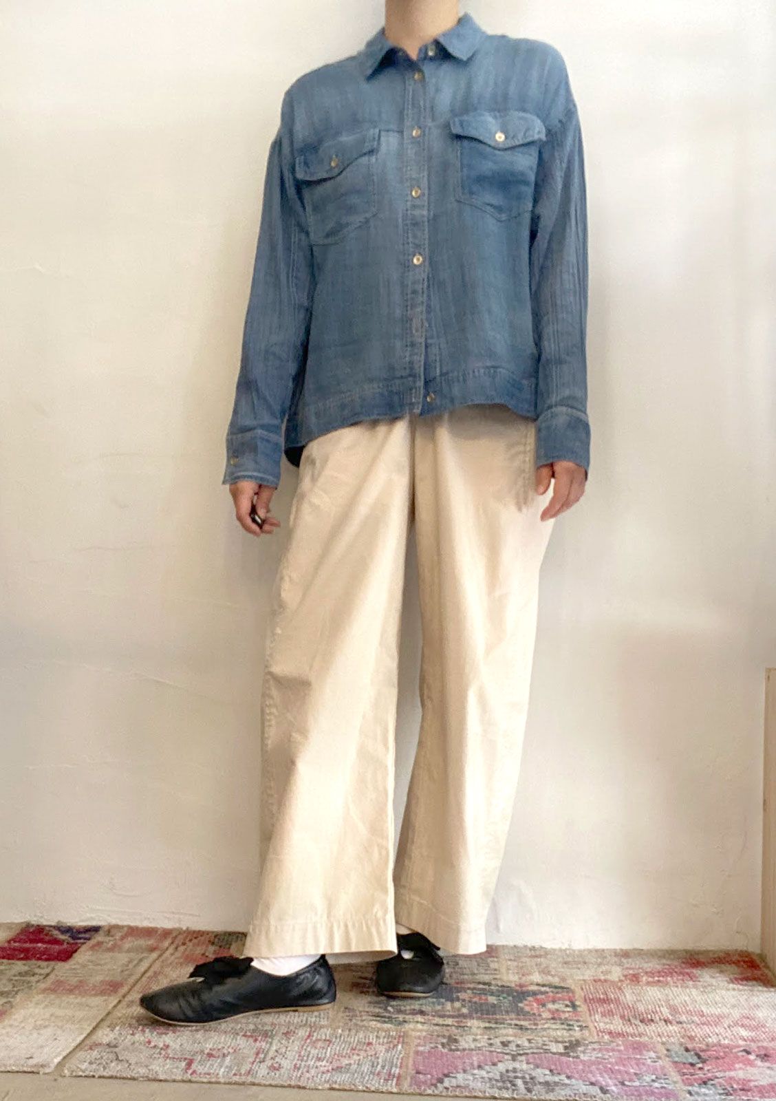 SHEER DENIM OVERSHIRT ライトブルー