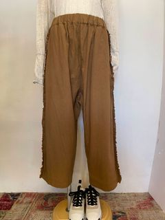 シーチングハンドワッシャー フリンジパンツ コヨーテ