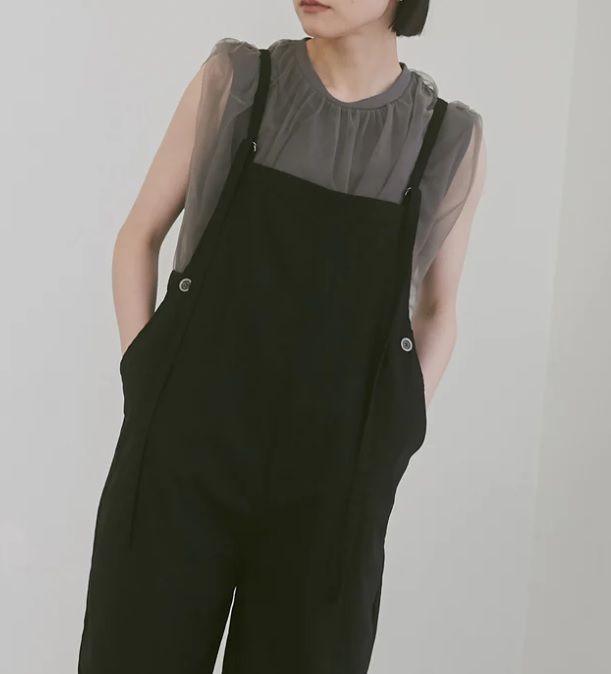 リネンブレンドサロペット ブラック