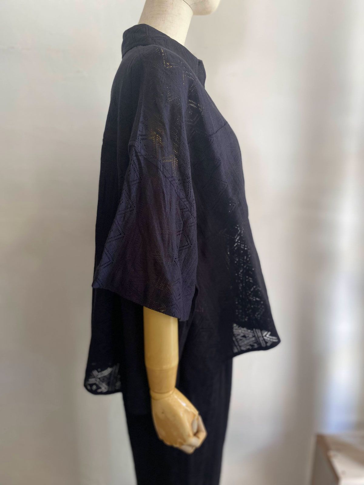 LACE SHORT-SLEEVE SHIRT ブラック