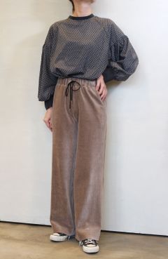 コーデュロイジャージーセミワイドパンツ モカ