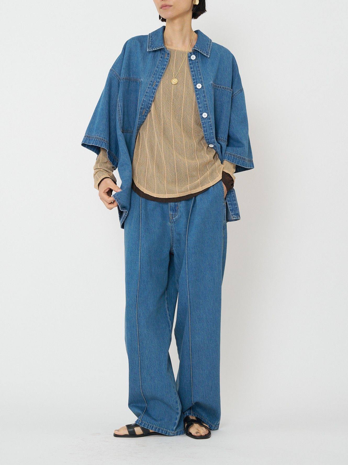 [4861-041BT] ハーフスリーブデニムJK ブルー