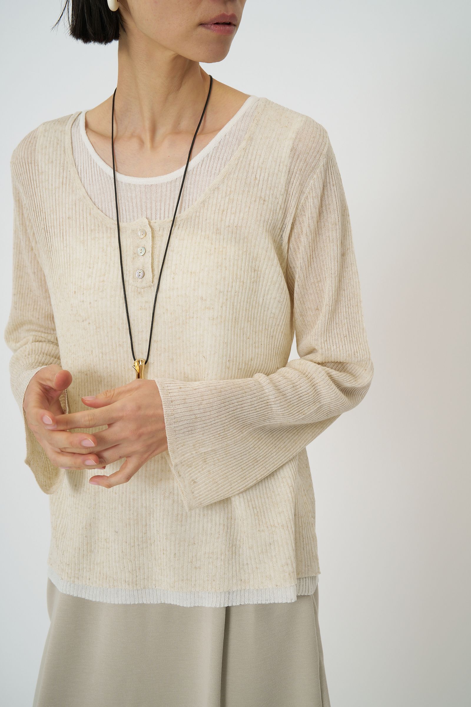 [9561-089GS] タンクレイヤードニット ピンク