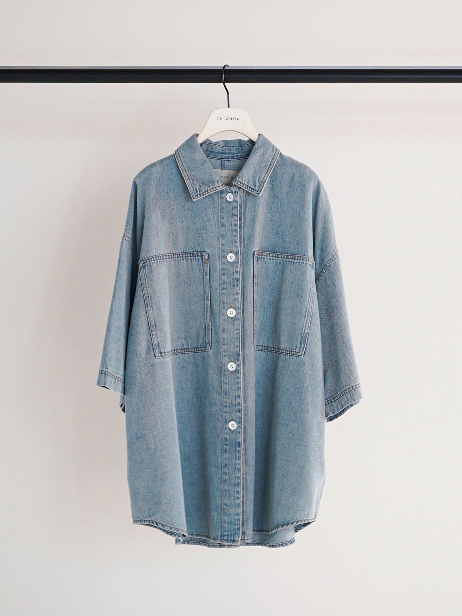 [4861-041BT] ハーフスリーブデニムJK ライトブルー