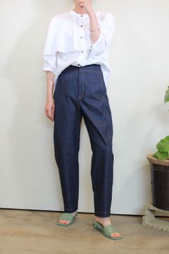 trois 10ozストレッチデニムテーパードパンツ インディゴ