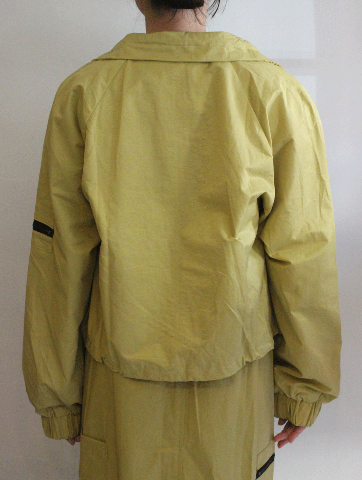 ラグランシャーリングジップショートブルゾン イエロー