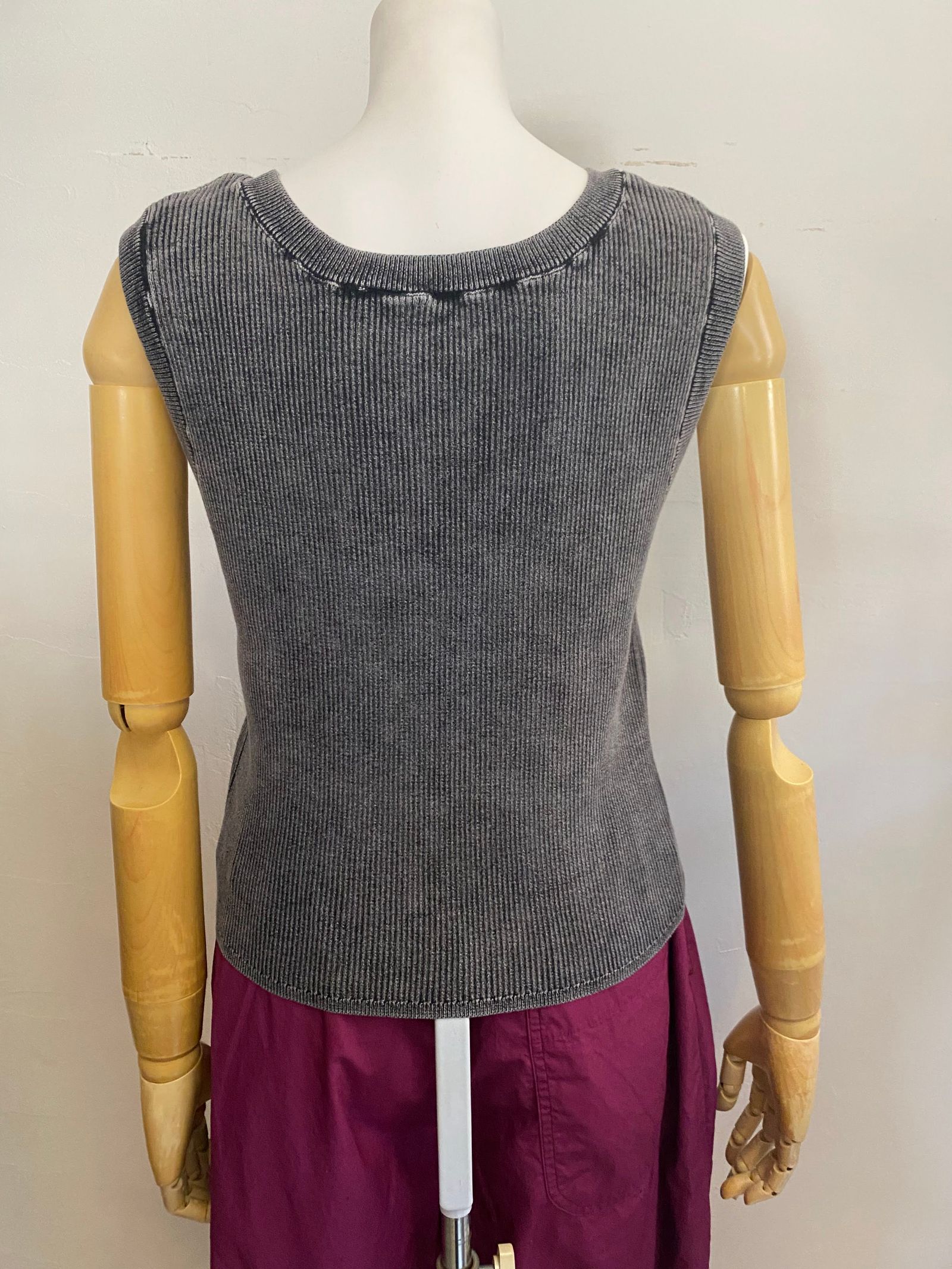 コットンリブ ストーンウォッシュ タンク チャコール