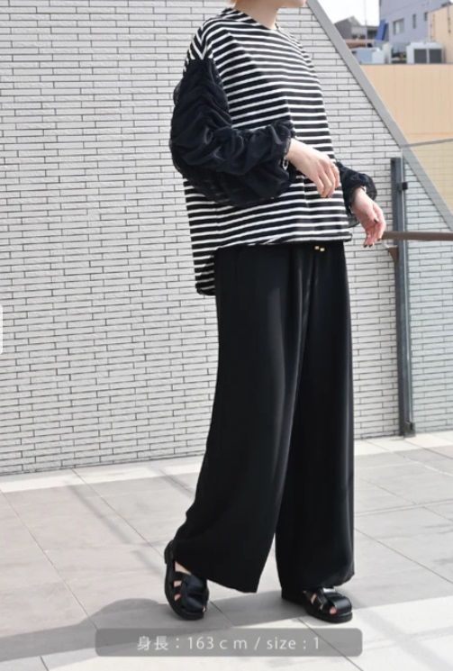 ダブルクロスワイドパンツ ブラック
