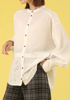パレットデシンレース切替ブラウス エクリュ
