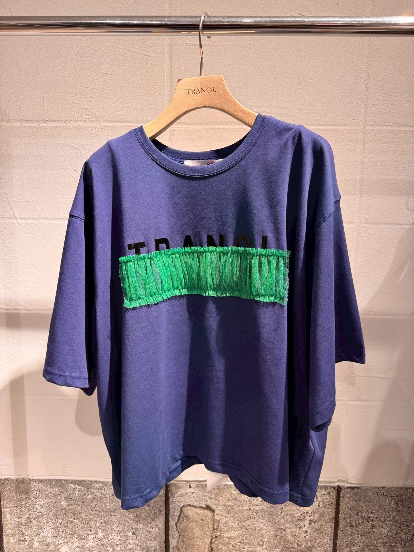 tulle bar TRANOI. wide tee ディープブルー