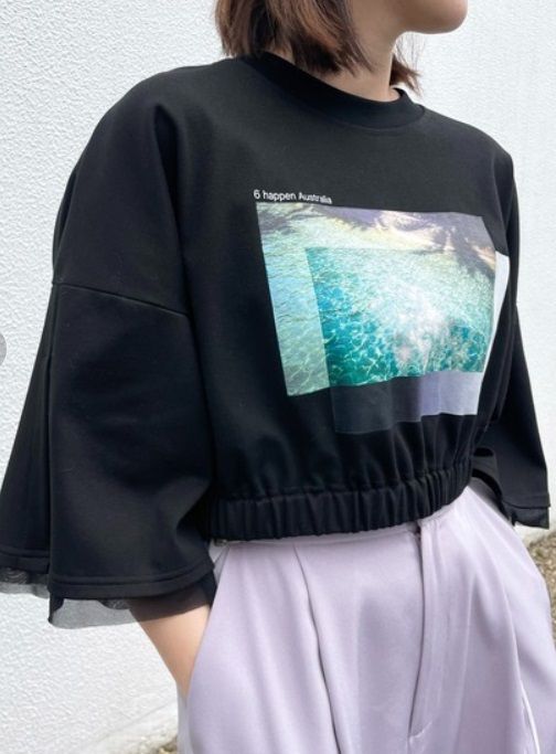 SEAフォトプリントTシャツ ブラック