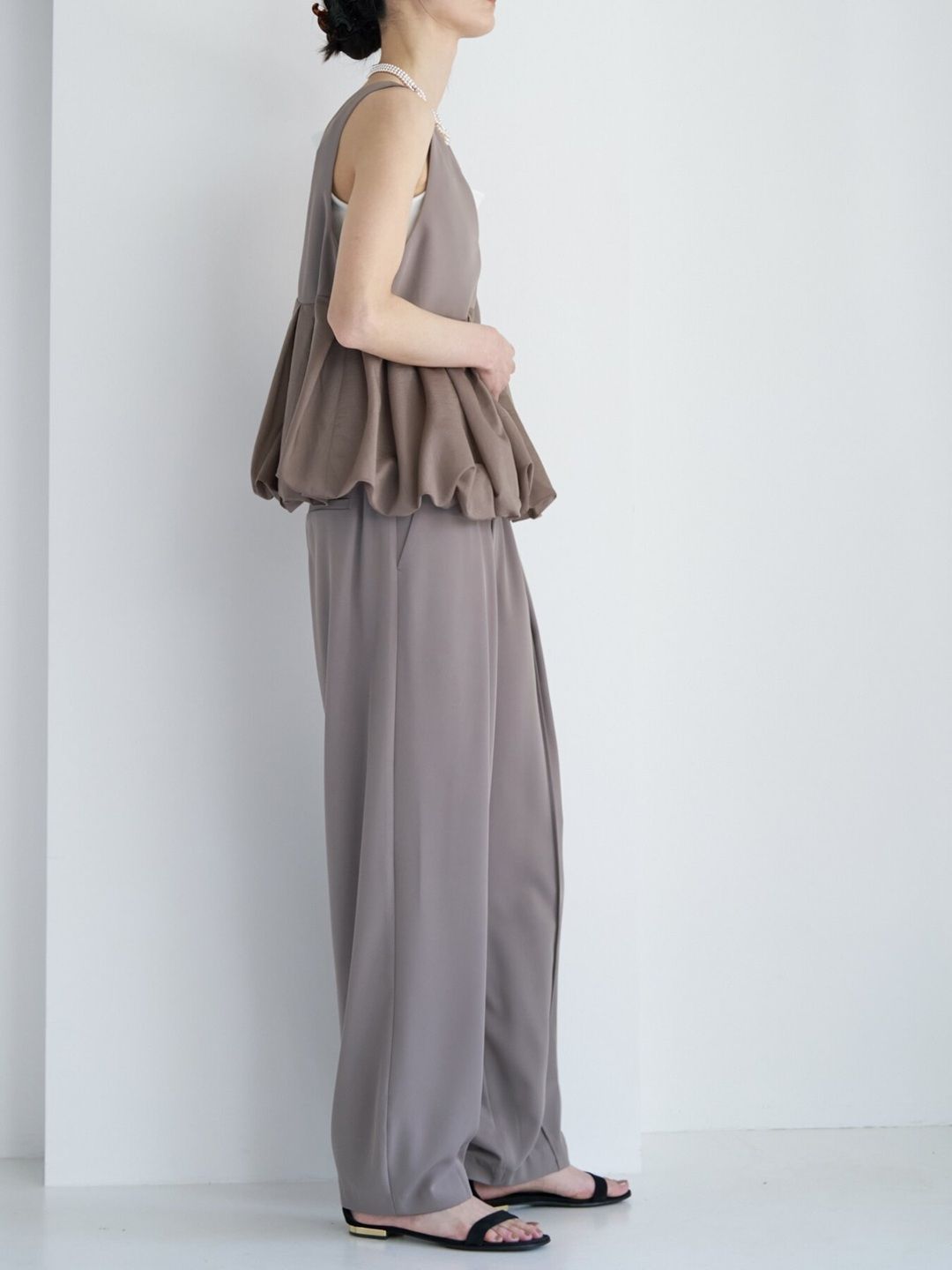 [1263-624MK] 2WAYバルーンビスチェ モカ