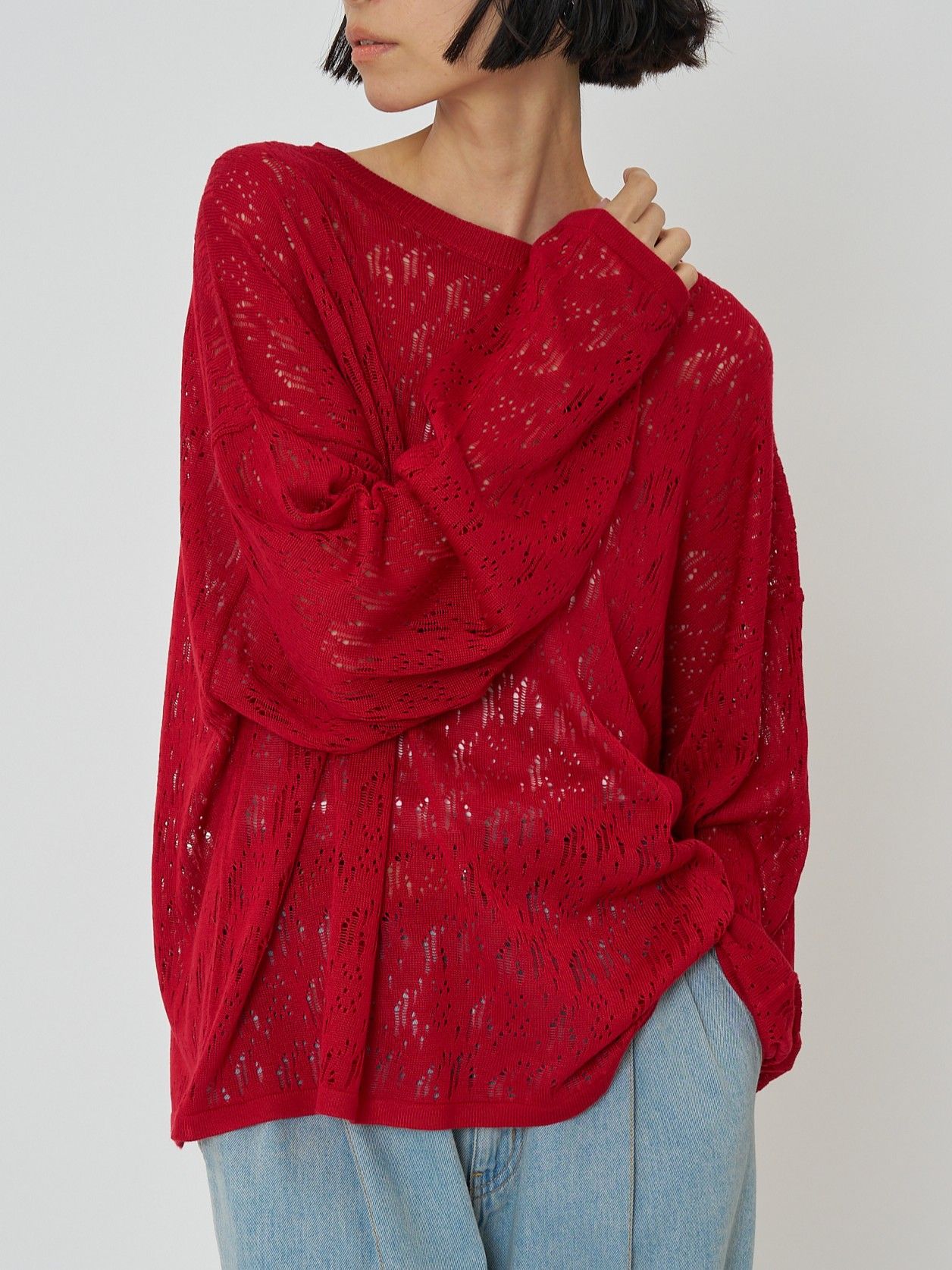 [9561-088GS] クラッシュドットニット レッド