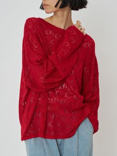 [9561-088GS] クラッシュドットニット レッド