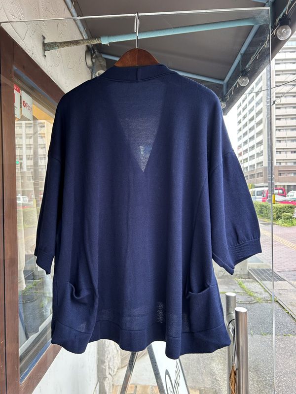 綿レーヨンシルクタックカーディガン ネイビー