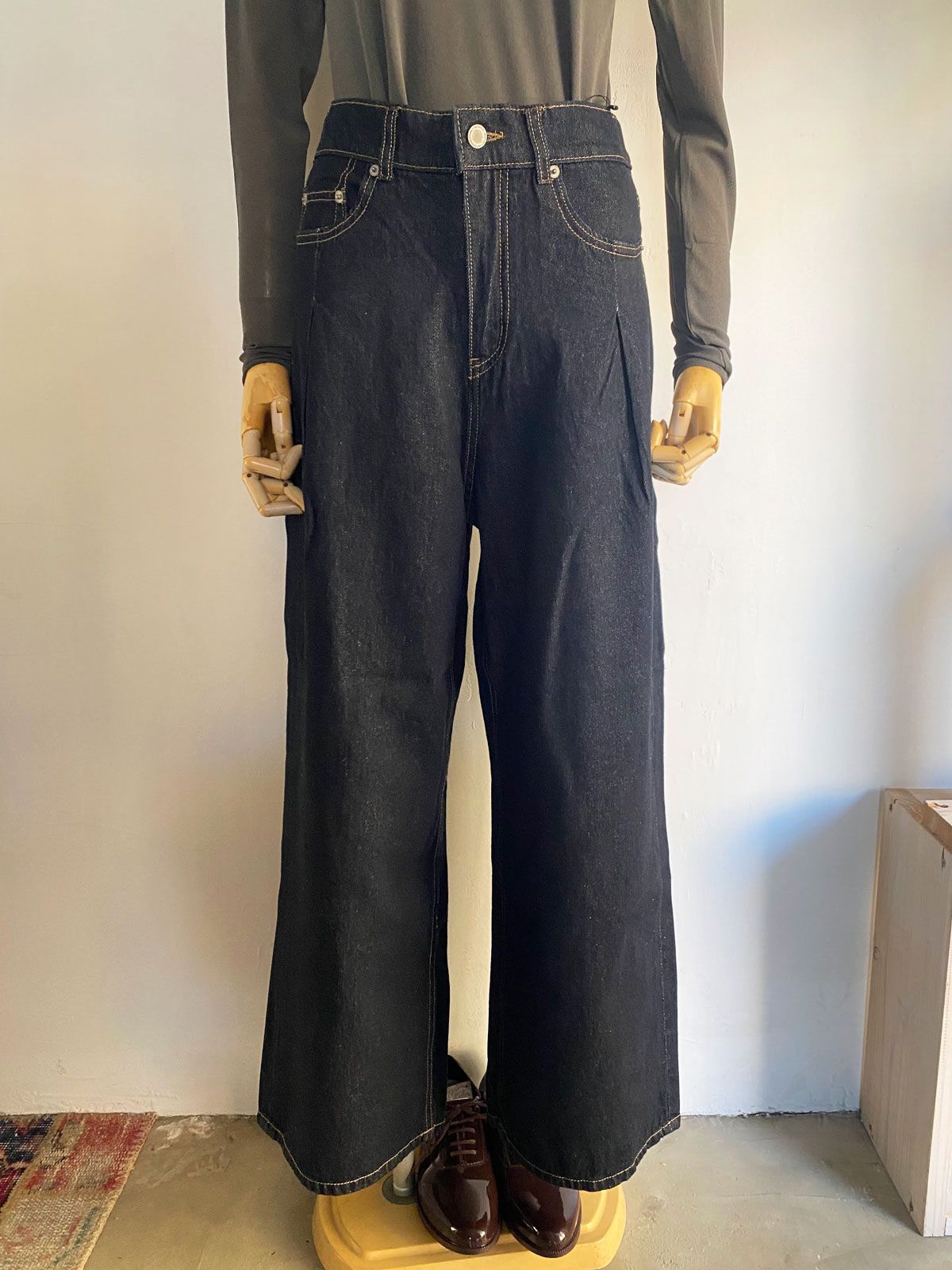 10ozポケットタック デニムパンツ ワンウォッシュ