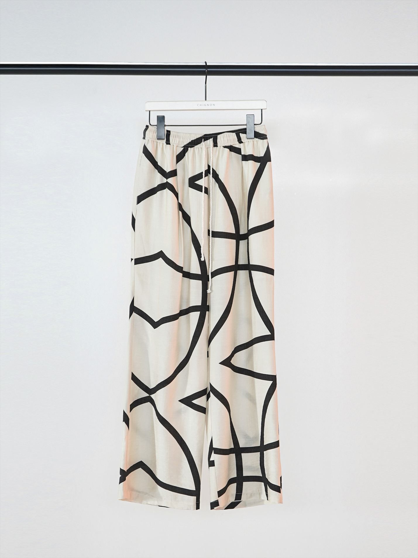 [3961-018KK] ラインプリントイージーPT アイボリー