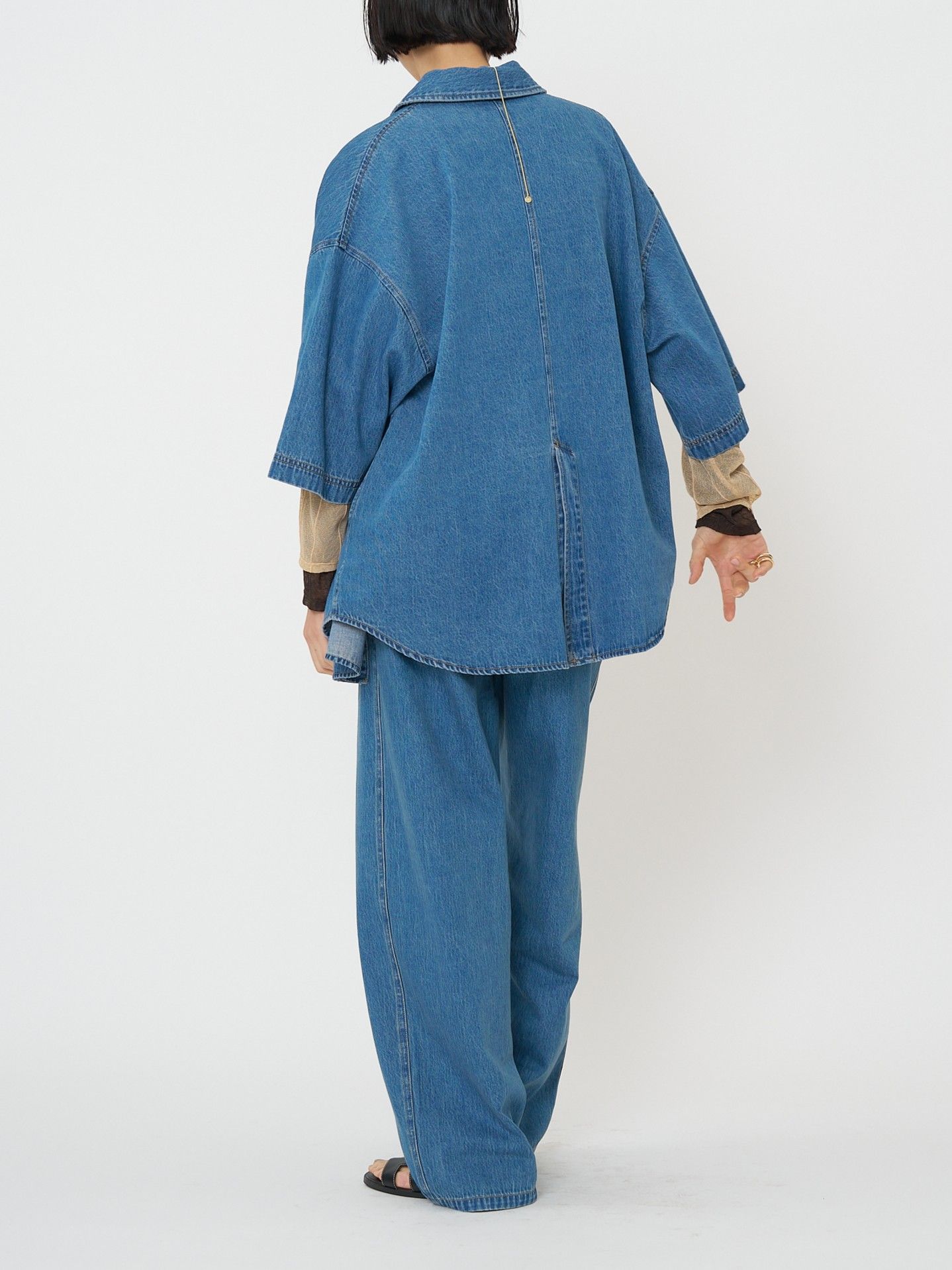 [3861-042BT] センターステッチデニムPT ブルー