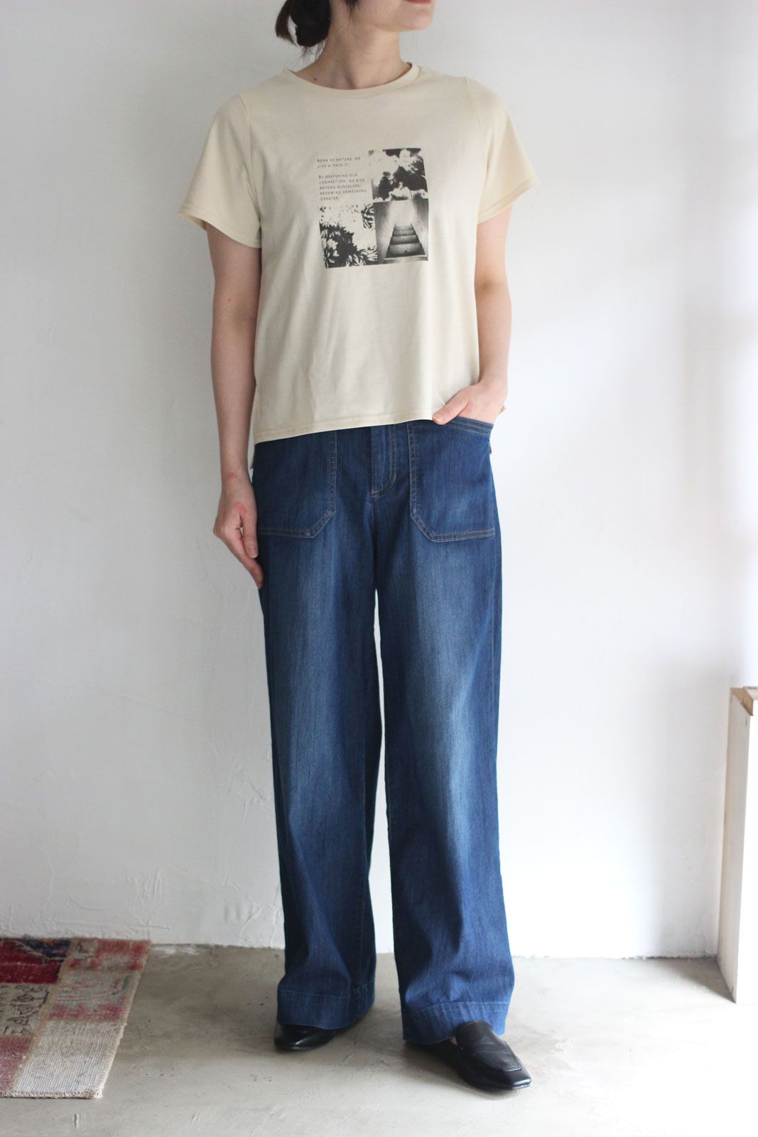 フォトプリントTシャツ ベージュ