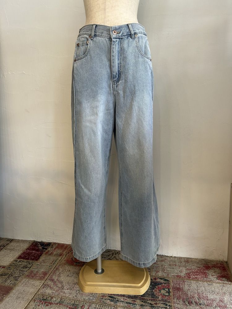 DENIM SIDE-TUCK PANTS インディゴブルー