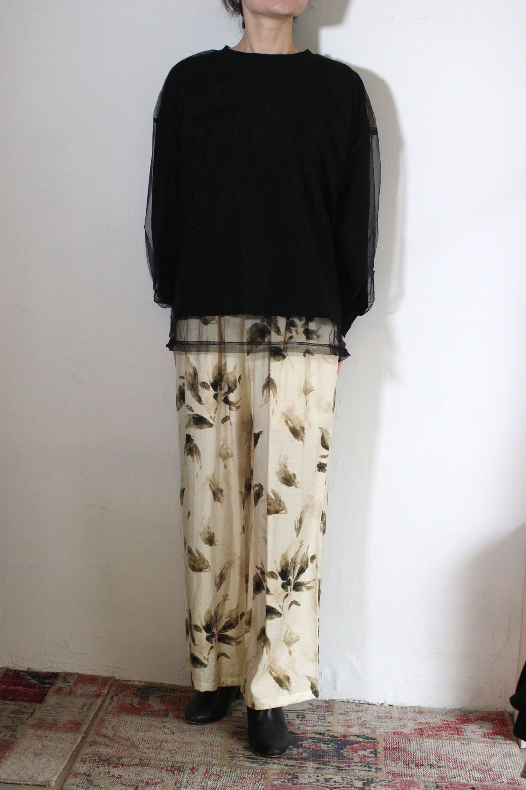 レイヤーチュールトップス ライトグレー