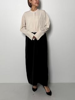 [5436-488BKK] パールロングシャツワンピース アイボリー