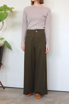 ストレッチポンチコクーンワイドパンツ カーキ