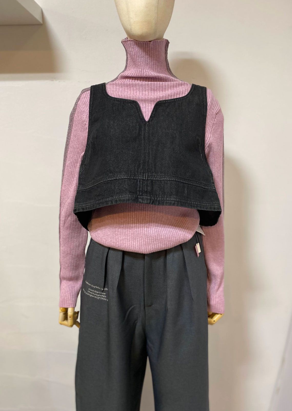 スラブデニム ビスチェ ブラック