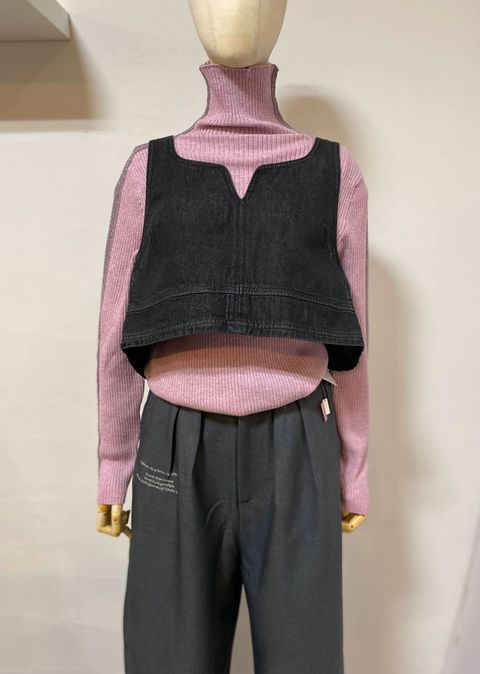 スラブデニム ビスチェ ブラック