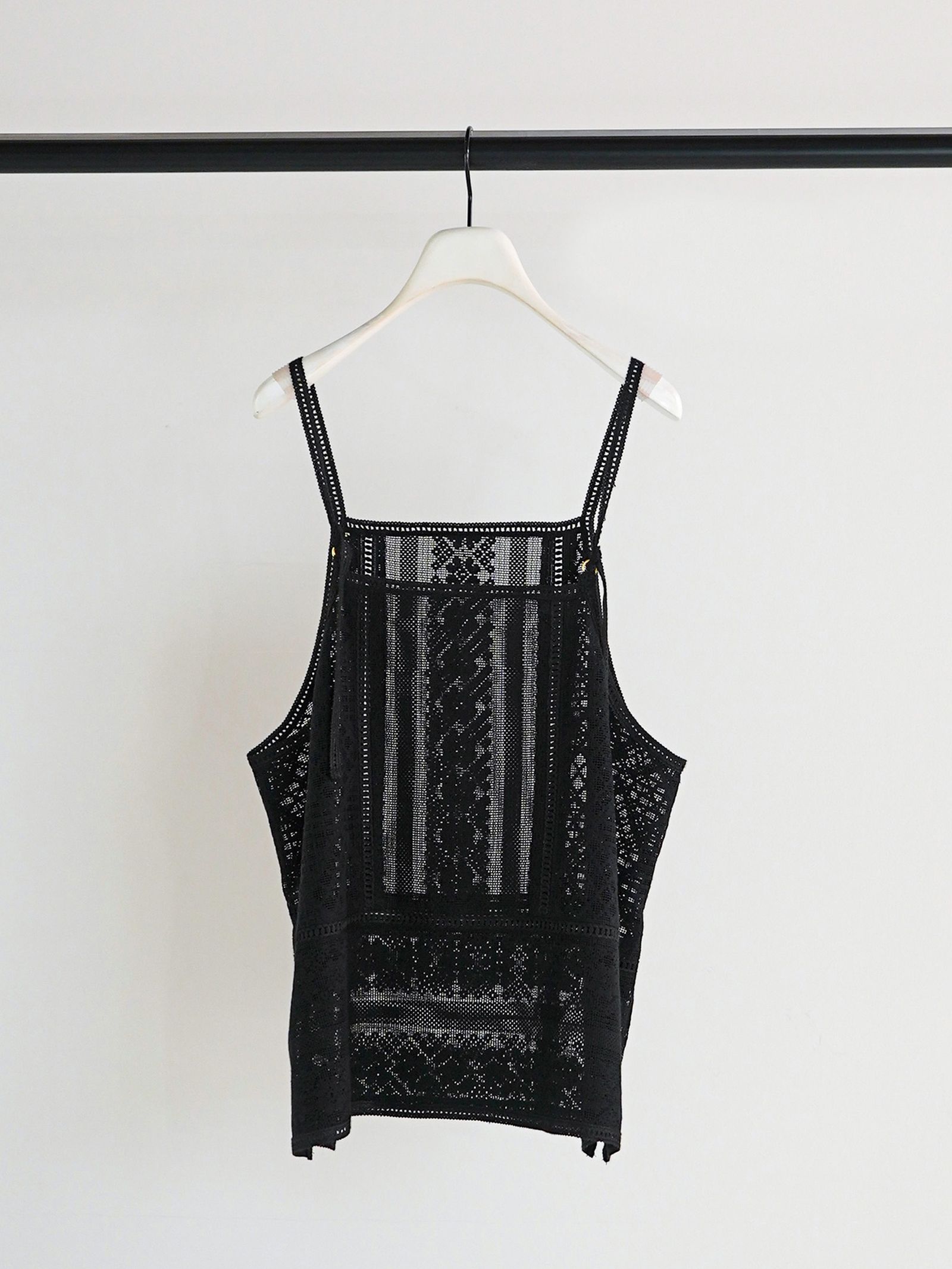 [1861-050BZ] パッチワークレースキャミソール ブラック