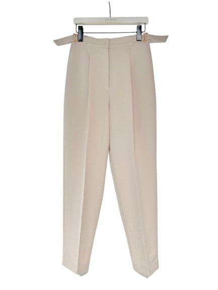 [3856-444MK] ベルト付きテーパードパンツ ライトベージュ