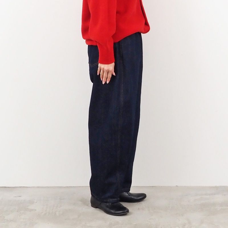 12ozムラデニム ラウンドパンツ インディゴxオフホワイト
