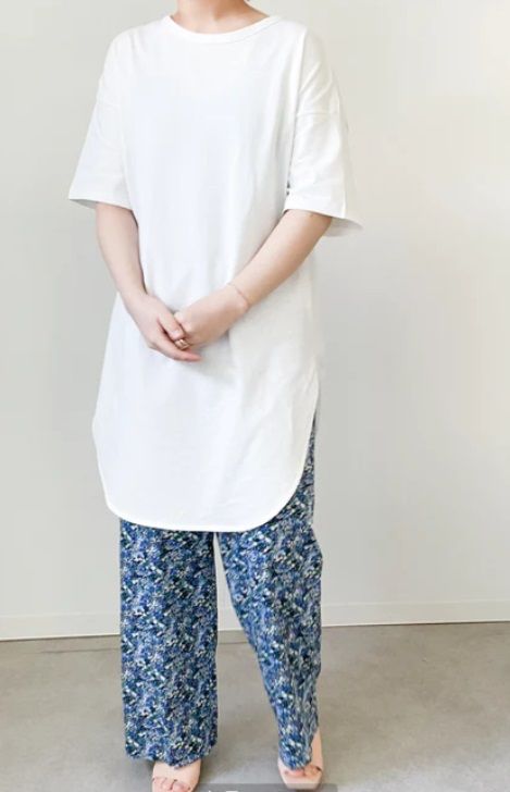スワイマイ裾ラウンドチュニック ホワイト